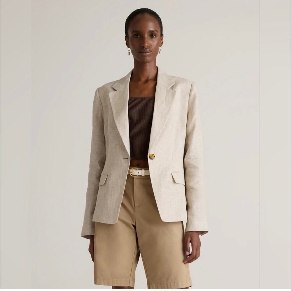 Quince Blazer Jacket Womens Medium Flax European Linen Structured One Button New